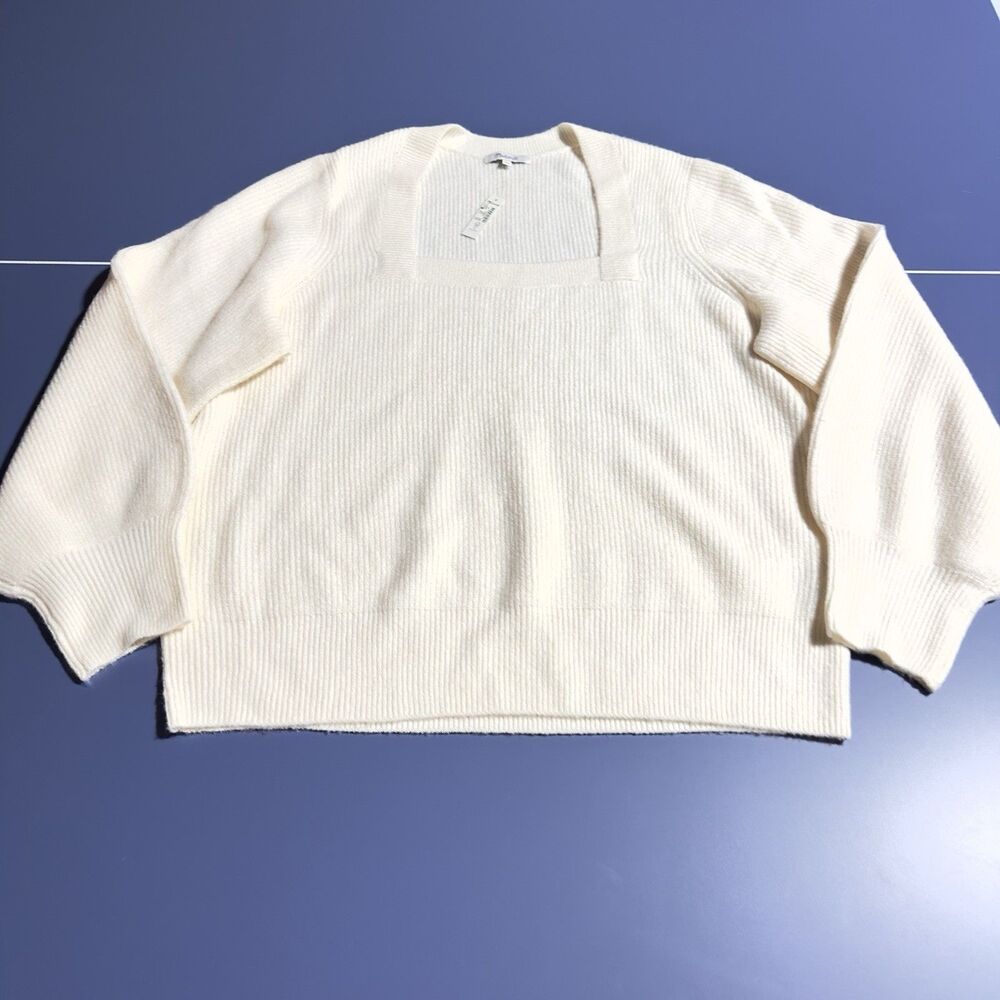 Madewell wool blend Rib-Knit Square Neck Pullover Sweater Women’s 3X Cream NWT